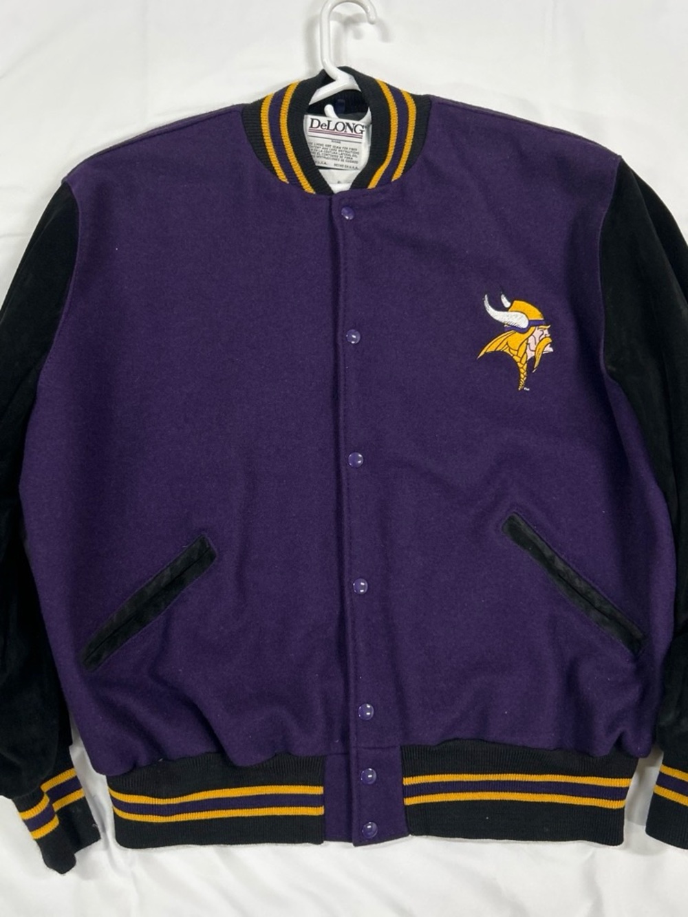 Men’s Purple & Black Varsity Jacket with Yellow Accent